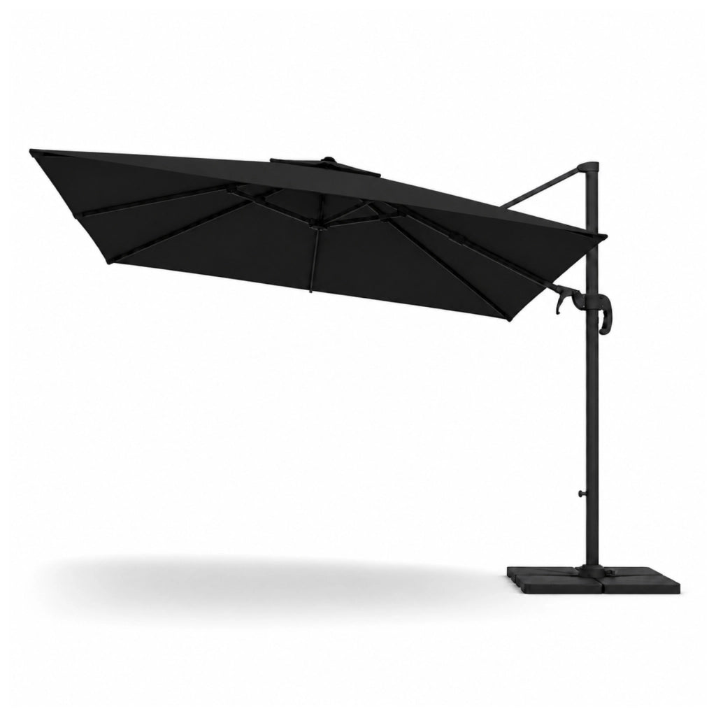 Ombrellone 3X4 M Con Braccio Retrattile E Rotabile A  360° Per Piscina Gazebo Terrazze Bar Hotel In Acciaio Inossidabile Telo 180 G M2 Resistente Ai Raggi UV Impermeabile Nero
