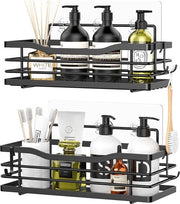 Douchemandini da parete da bagno in acciaio inossidabile SUS304 per bagno e cucina, senza foratura, 2 pezzi, caddy da bagno da parete, organizzatore da bagno.