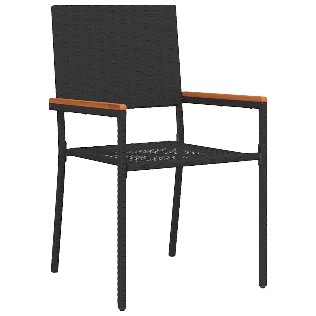 Set da Pranzo per Giardino 7 pcs Nero polyrattan 3365410