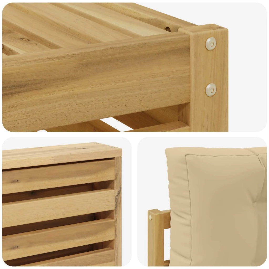 Set di divani da esterno 9 pz Bianco e Beige Poliestere 3390733