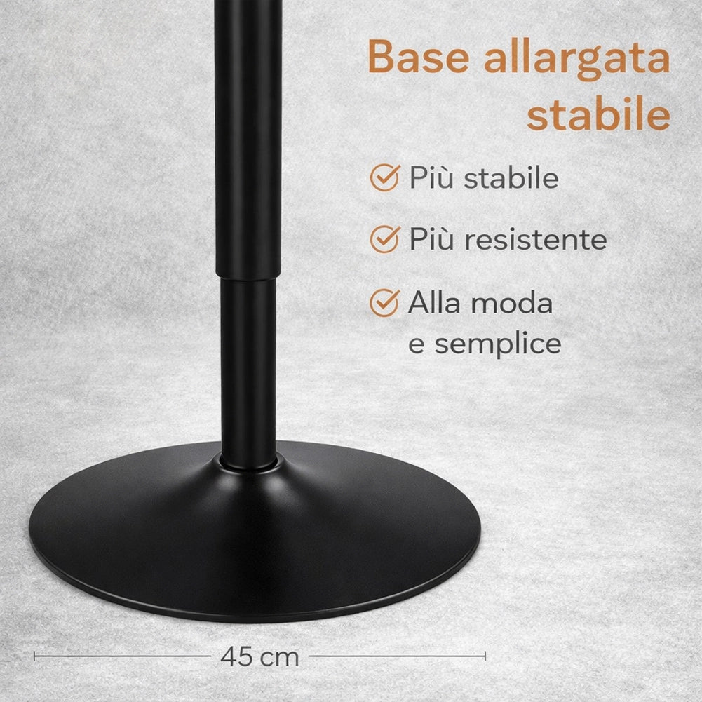 Tavolo Bar Girevole Nero Diametro 60cm con Altezza Regolabile per Bar Ristoranti