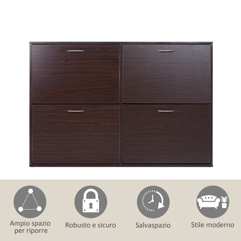 Scarpiera con Cassetti e Mensole ¨C Minimal ¨C Legno Marrone 120x24x81cm