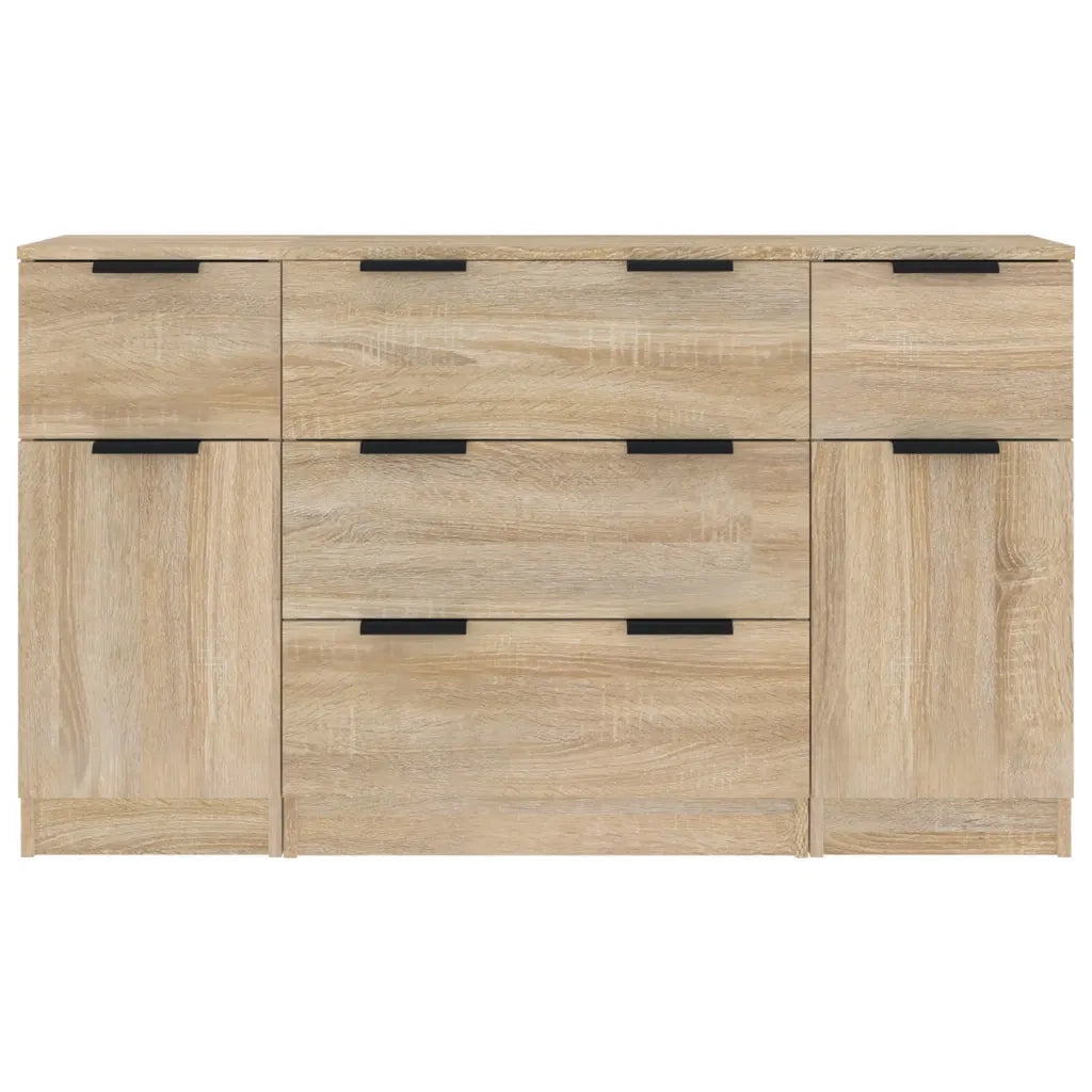 Set di Credenze 3 pz Rovere Sonoma in Legno Multistrato