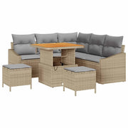 Set Divano da Giardino con cuscino 8 pcs Beige Poly Rattan
