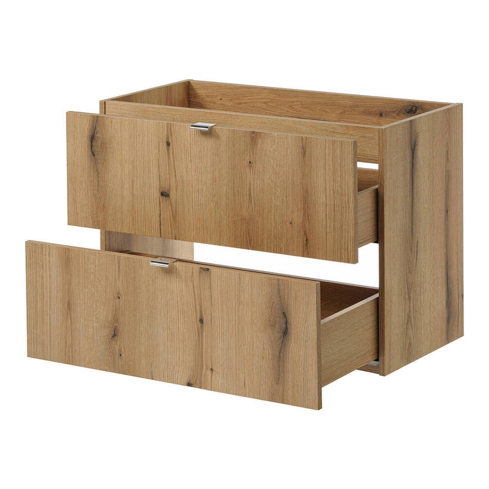 Mobile Pensile Sottolavabo Newport con Lavabo Ovale Nero 80x71x40 cm - Effetto Rovere/Nero [en.casa]