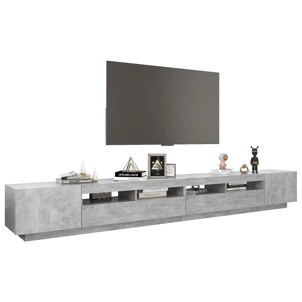Mobile Porta TV con Luci LED-Credenza TV Grigio Cemento 300x35x40 cm