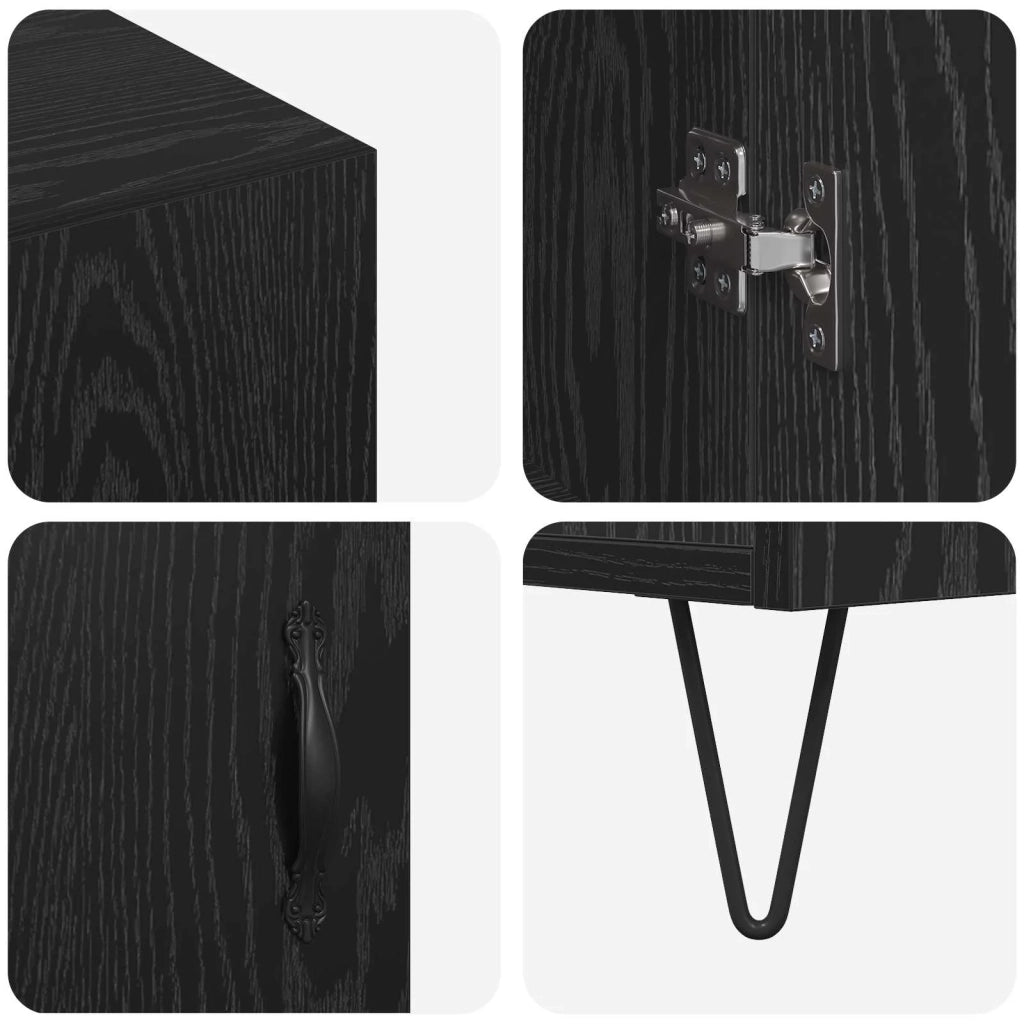 Credenza | Madia | Buffet da pranzo | Armadio da pranzo Rovere Nero 90 x 32,5 x 80 cm Legno multistrato