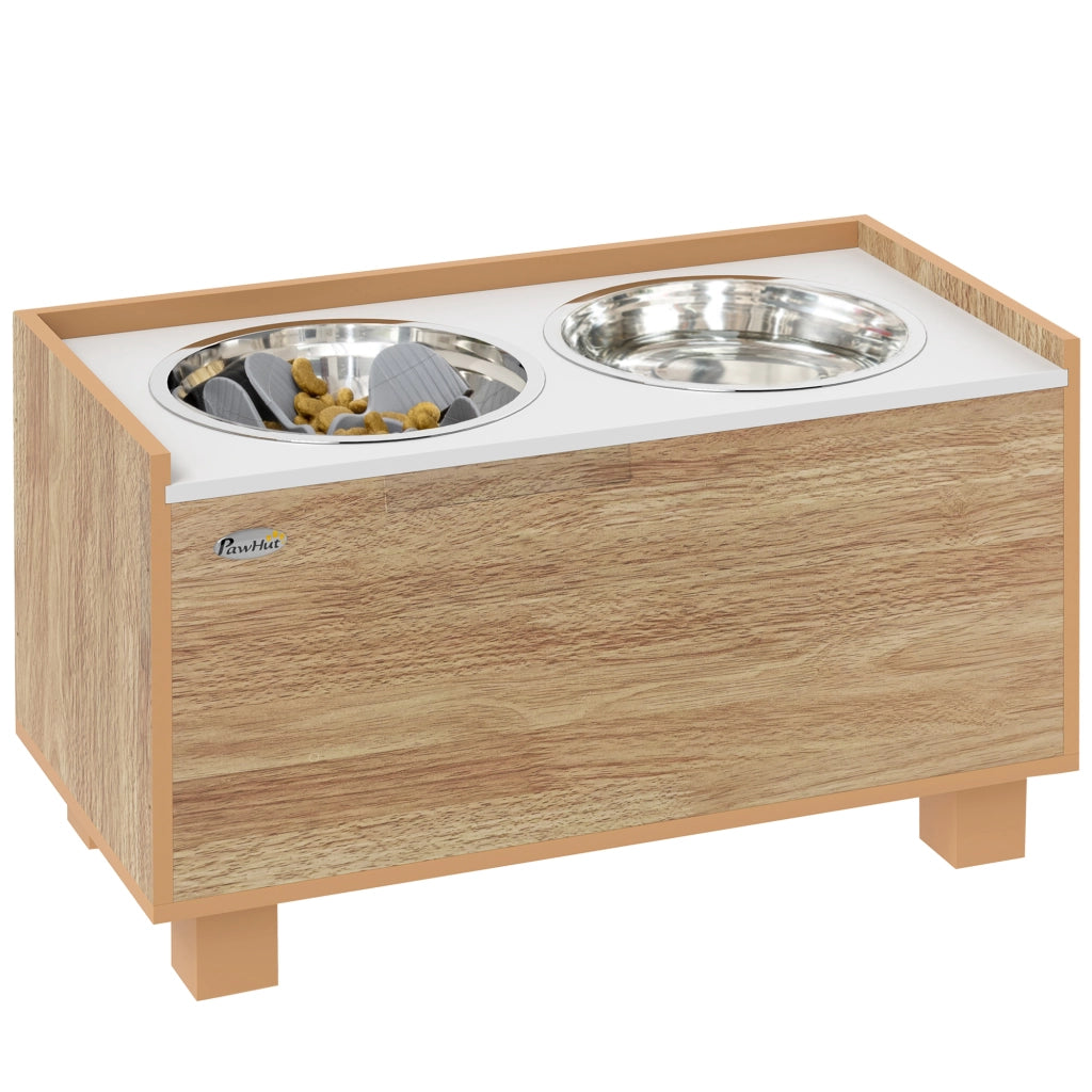 Ciotola Rialzata per Cani con Alimentatore Lento ¨C Xylo ¨C Acciaio Inox Rovere