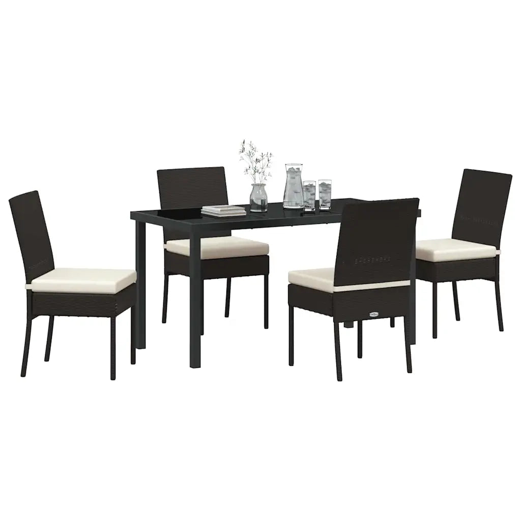 Set da Pranzo per Giardino 5 pz | Set Salotto da Giardino Nero