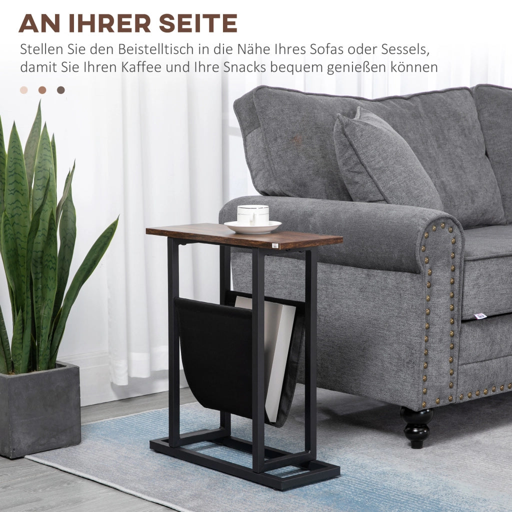 Tavolino da notte design moderno ¨C Minimal ¨C nero scuro, acciaio, 49x19x55 cm