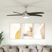 Ventilatore da soffitto con luce e telecomando Ø 130 cm Nero 42035658