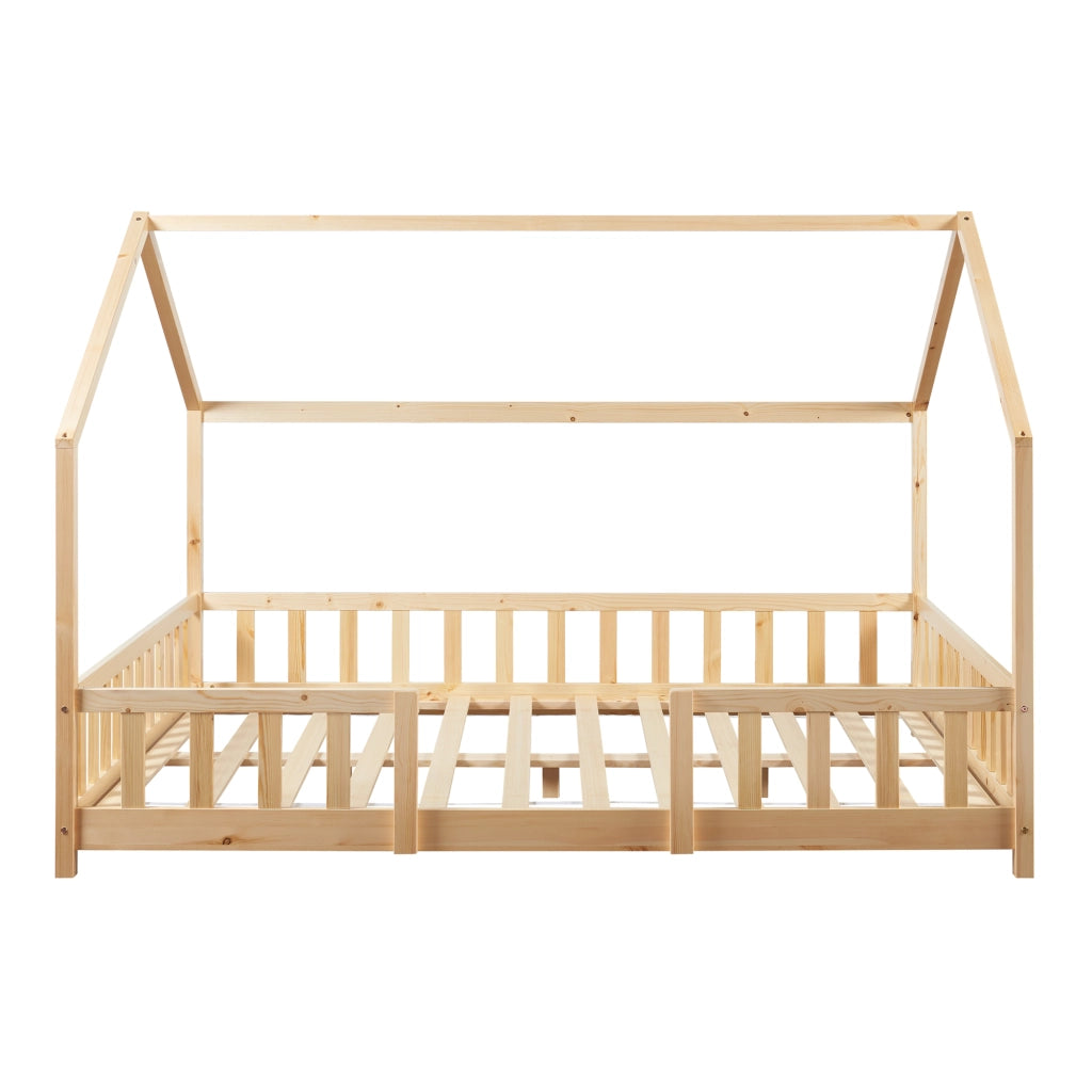 Letto per Cameretta Sisimiut a Forma di Casetta con Materasso 120x200 cm Color Legno Naturale [en.casa] [neu.haus]