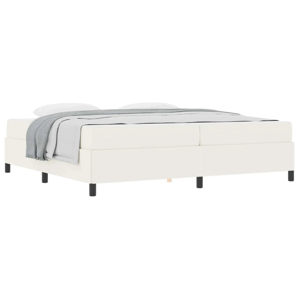 Struttura del letto con materasso Crema 200 x 200 cm Tessuto