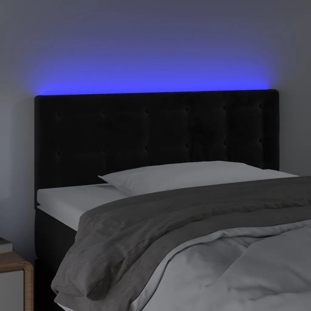 Testiera | Testata a LED Nera 100x5x78/88 cm in Velluto