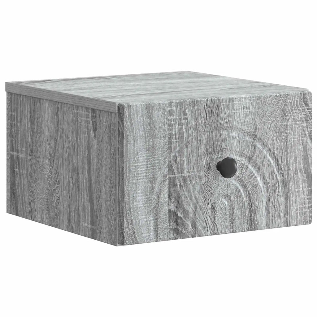 Set di 2 Comodini | Armadio da Notte | Mobiletto da notte a muro Grigio Sonoma 33 x 34,5 x 20 cm