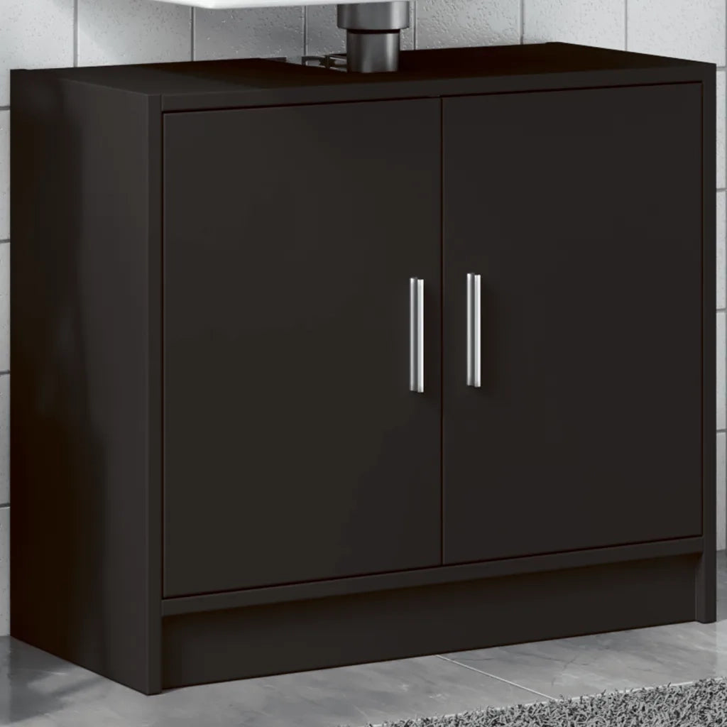 Mobile Lavabo-Armadietto da bagno Nero 63x29x55 cm in Truciolato 727735
