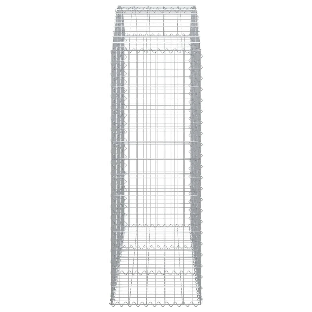 Cesto gabbione recinzione a gabbia muro di contenimento ad arco 150 x 50 x 140/160 cm ferro zincato argento 02_0039982