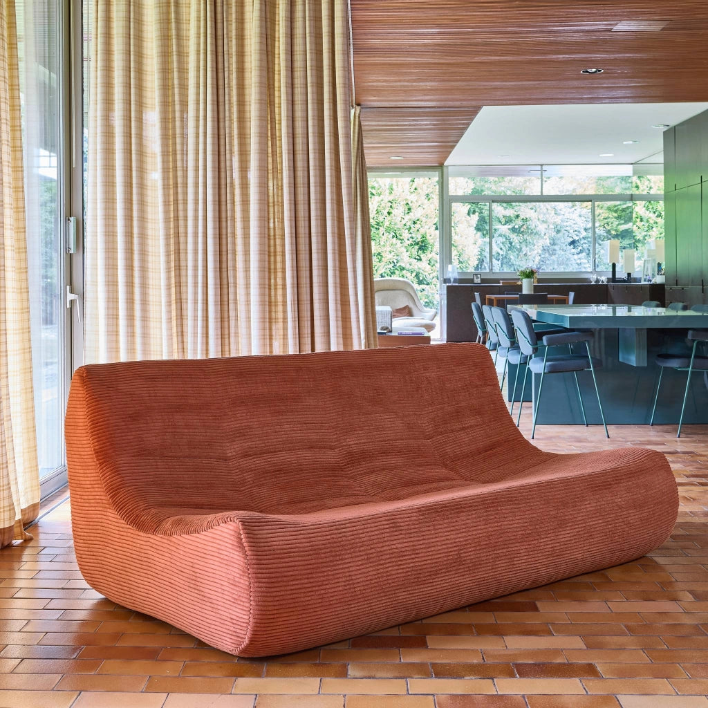 Poltrona in velluto a coste, 3 posti, terracotta