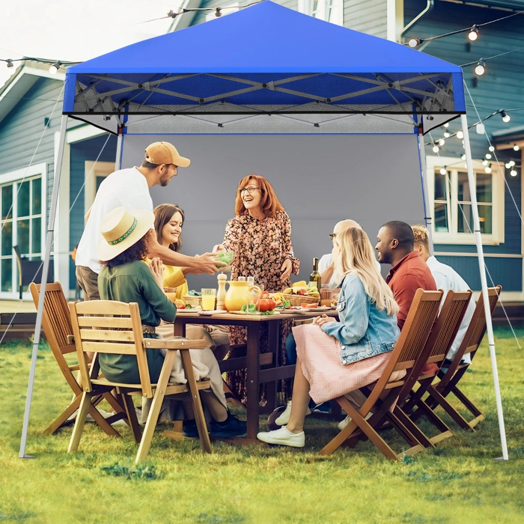 Gazebo pieghevole per esterni con gambe inclinabili regolabili per feste, Tenda a baldacchino pop-up 180 x 180 cm Blu-Tende parasole