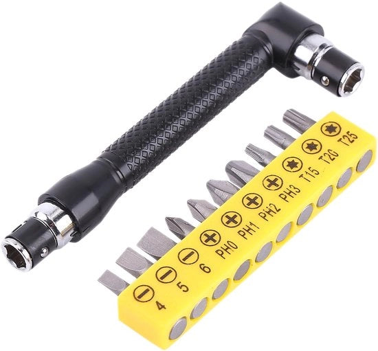 Kit di Bit di Allenatore a L 1/4 Pollici - 10pz - Bit di Allenatore - Acciaio Resistente - Maniglia Ergonomica - Adatto per Diverse Tipo di Viti