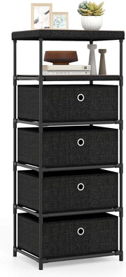 Cassettiere in Tessuto con 3 Cassetti Pieghevole, Comò Camera da Letto con Struttura in Metallo, Armadietto Moderno Salvaspazio per Soggiorno, Ufficio e Corridoio (40 x 30 x 99,5 cm)