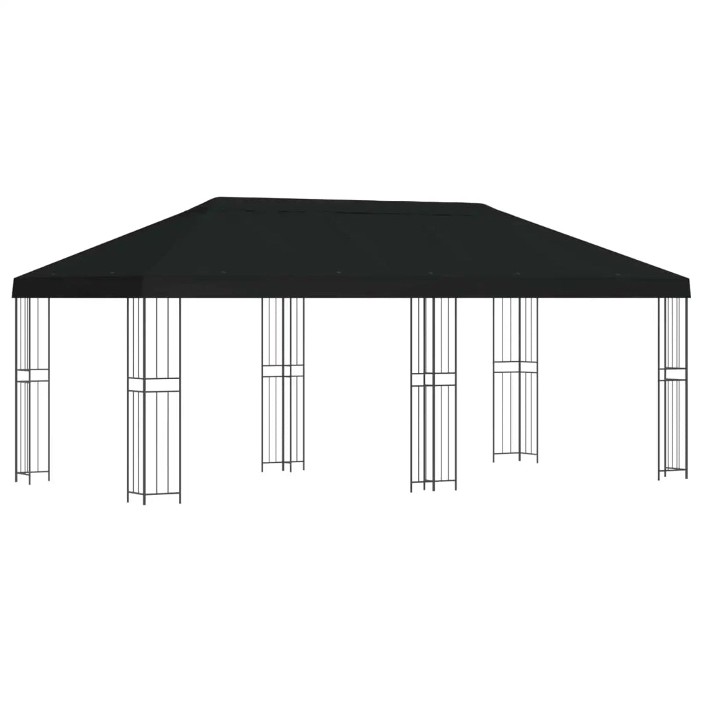 Gazebo | Pergolato con pareti laterali 6 x 3 m Nero Poliestere e Acciaio