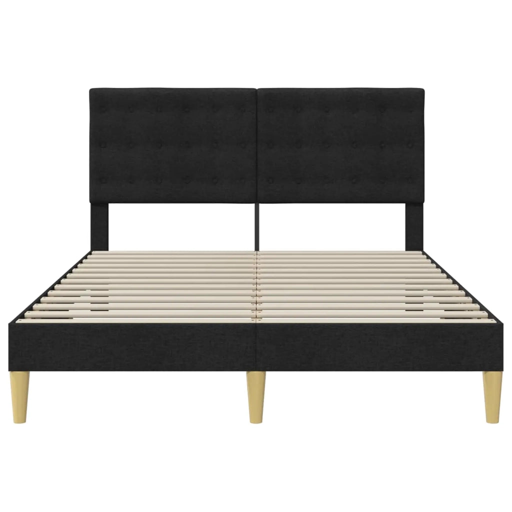 Letto matrimoniale | Letto per adulti | Struttura del letto con testiera Nero 140 x 190 cm Tessuto