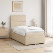 Letto Box Spring LED con Materasso Crema 120 x 200 cm Tessuto 3455844