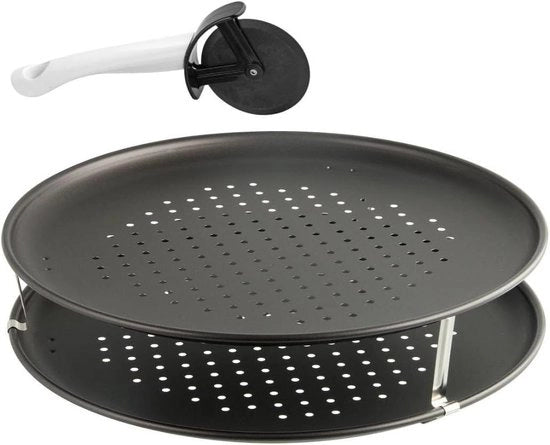 Set di taglieri per pizza a 3 pezzi con lama rotonda perforata - Pizza Flambée - Ø 32 cm