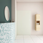 H.210 cm Pannello Doccia ad Angolo 40x100 cm Realizzato in Alluminio da 3 mm con Profili Finitura Bianco Avorio per Rivestimento Parete Bagno