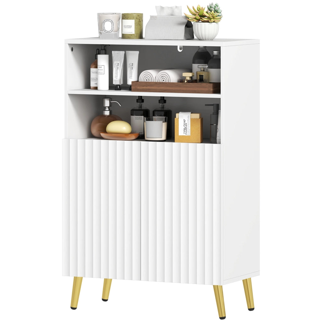 Mobile bagno con ante soft-close e ripiani aperti ¨C Xylo ¨C MDF bianco