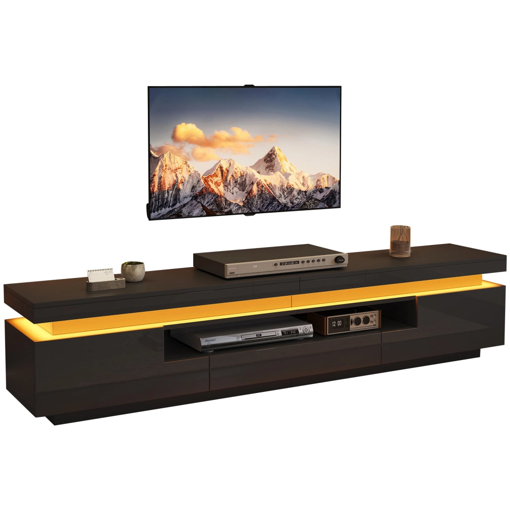 Cassettiera TV nera in truciolato; 175 cm