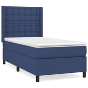 Letto singolo | Letto per adulti | Giroletto a Molle con Materasso Blu 90x190 cm in Tessuto