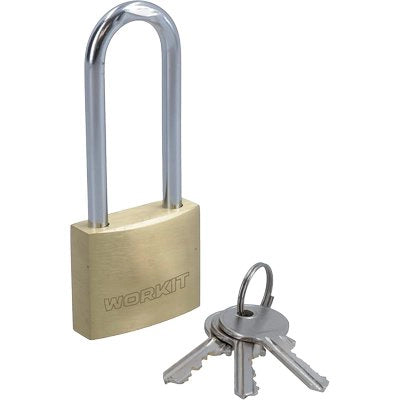 LUCCHETTO ARCO LUNGO WORKIT - OTTONE ARCO CROMATO CHIAVI 3 MM 30X48- 6 pezzi