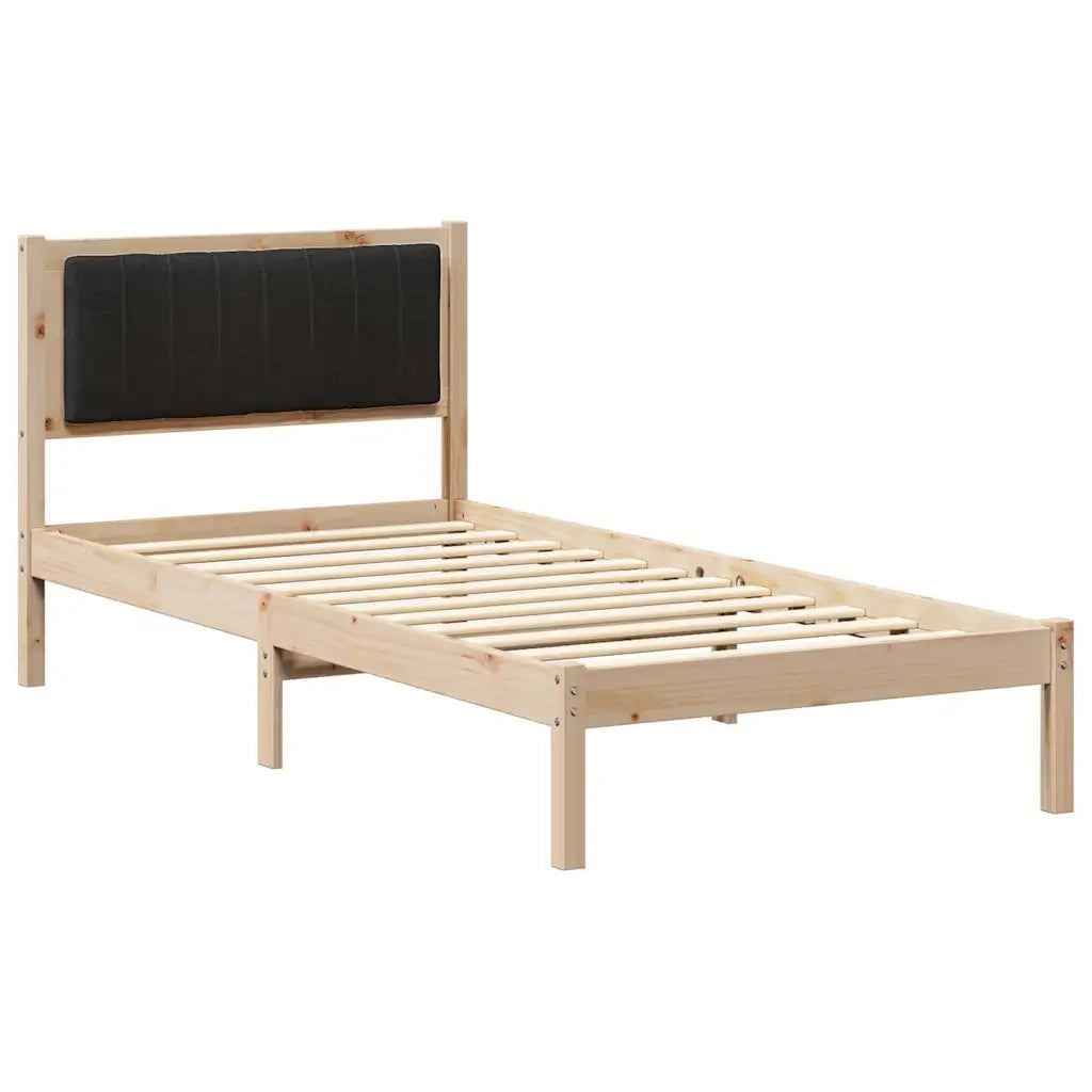 Letto con Testiera Rivestita Nero 90 x 190 cm Pino massello 878296