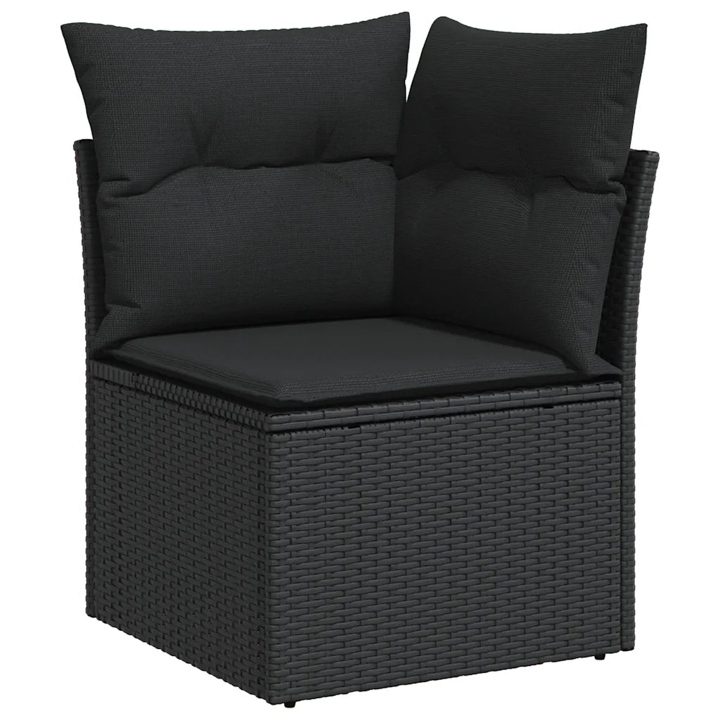 Set Divani da Giardino 9 pz con Cuscini Nero in Polyrattan 3326126