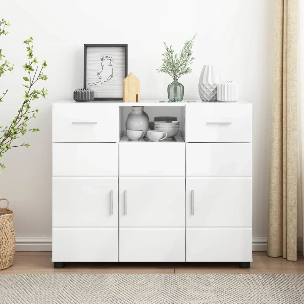 Armadio in Legno con cassetto Bianco Lucido 88,5 x 30,5 x 73 cm 880285