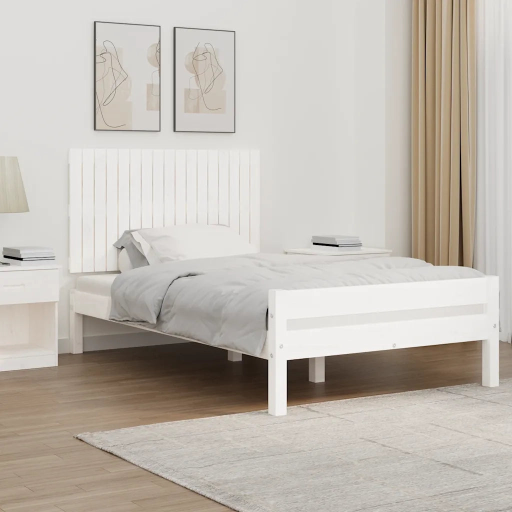 Testiera | Testata da Parete Bianca 108x3x60 cm in Legno Massello di Pino