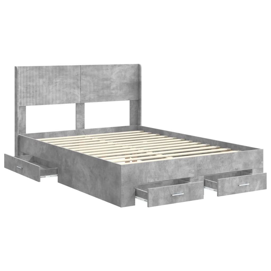 Struttura del letto con stoccaggio e testata Grigio Cemento 3414470