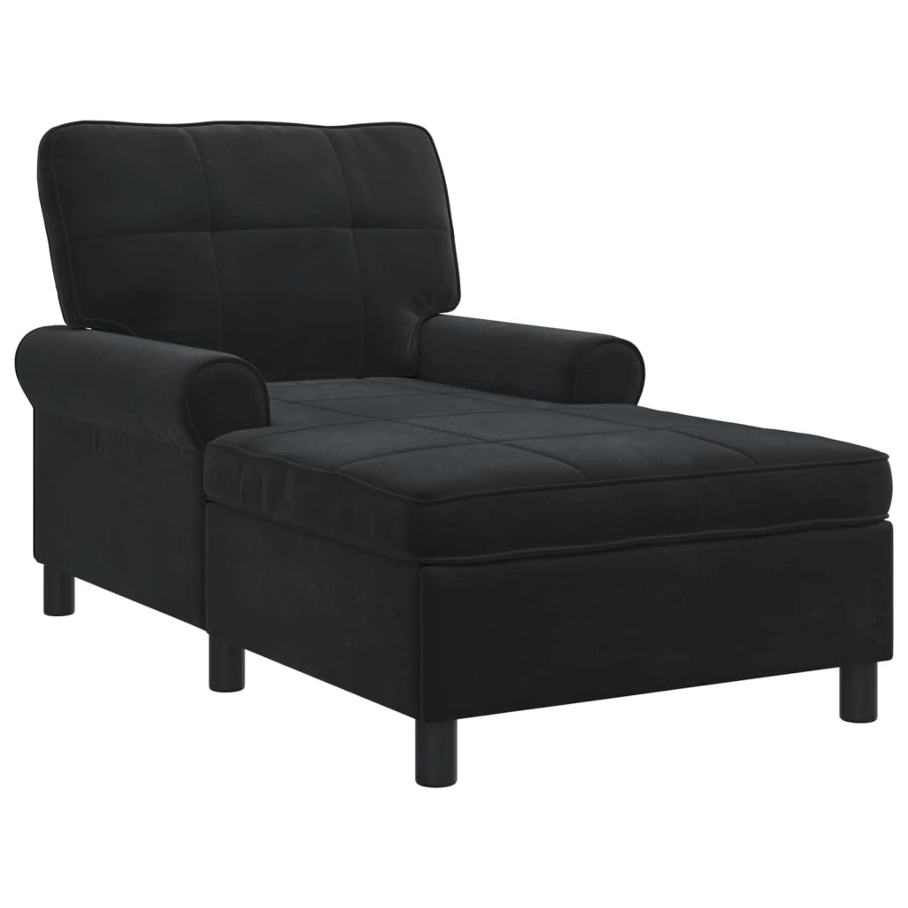 Chaise Lounge | Sedia a Sdraio con cuscino Nero 91 x 157 x 91 cm Velluto CFW2688990