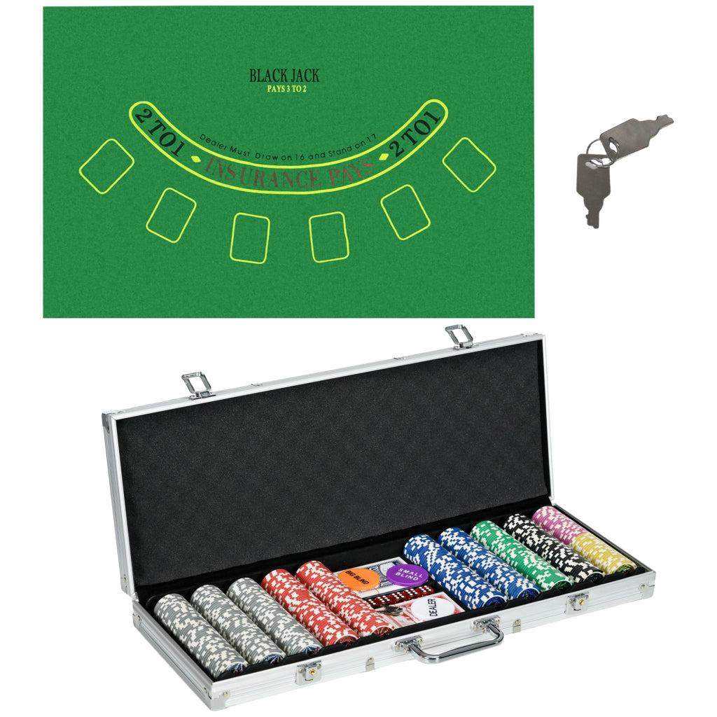 Set di Poker con Custodia ¨C Minimal ¨C 500 Chips, per 9-10 Giocatori, Argento