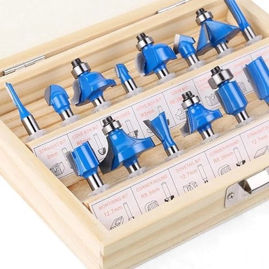 Set di lavorazione del legno da 15 pezzi, trapano per asportare la schiuma del legno (blu)