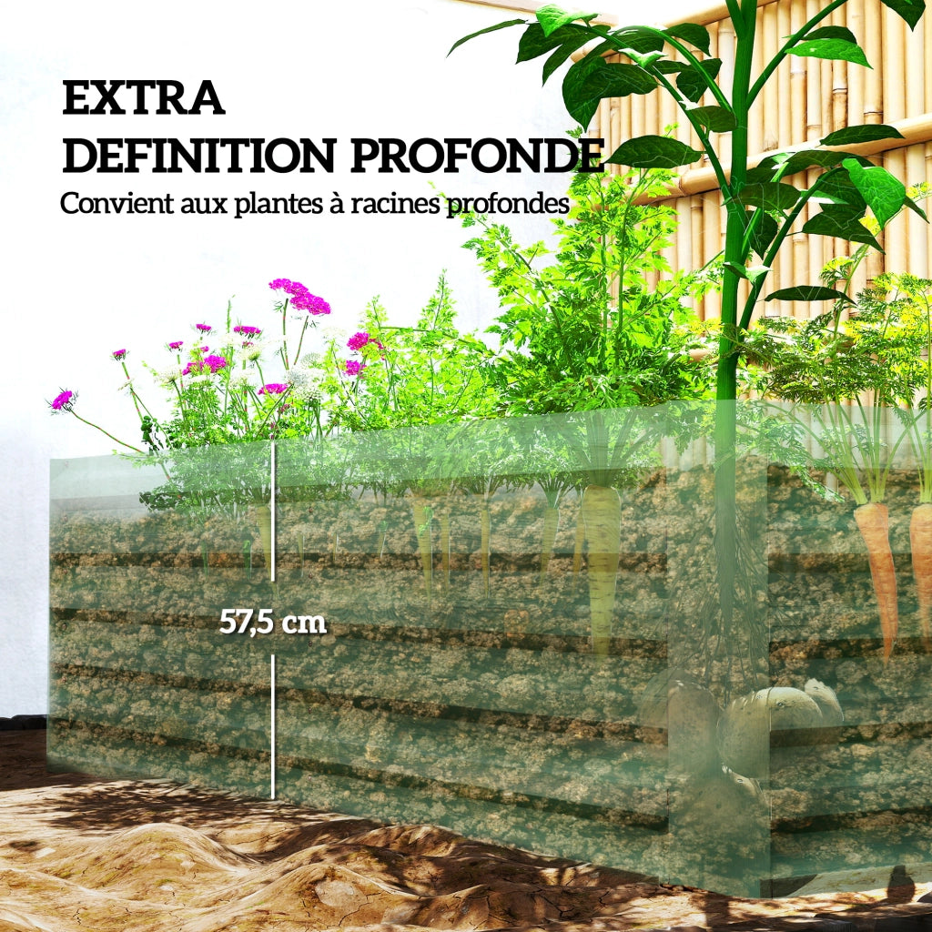 Fioriera rialzata in acciaio galvanizzato ¨C Xylo ¨C 180x90x57,5 cm verde chiaro