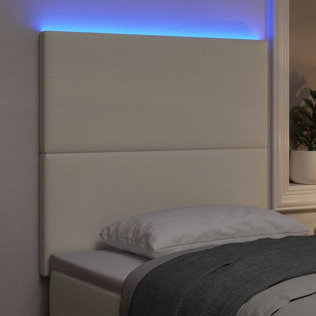Testiera | Testata LED con strisce LED Crema 100 cm Tessuto in Cords