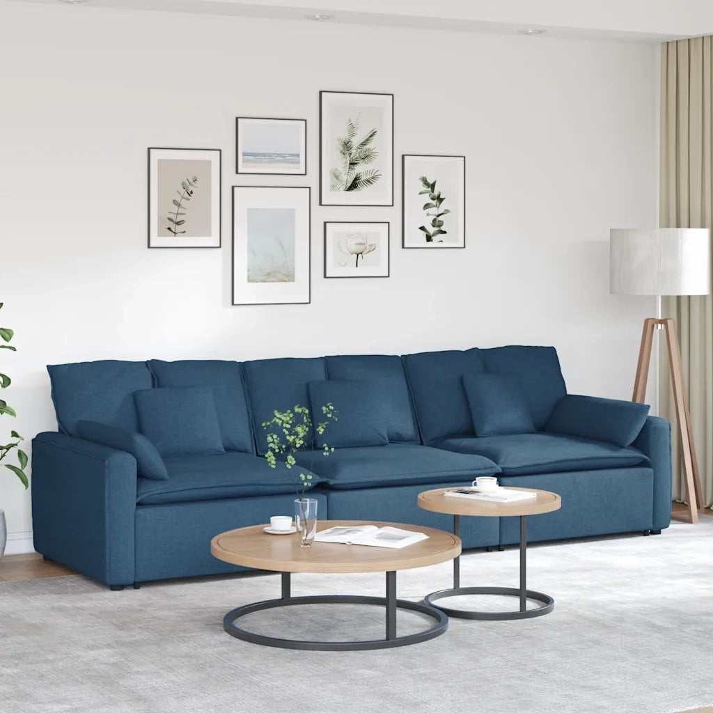 Divano Modulare con Cuscini Blu 3321094