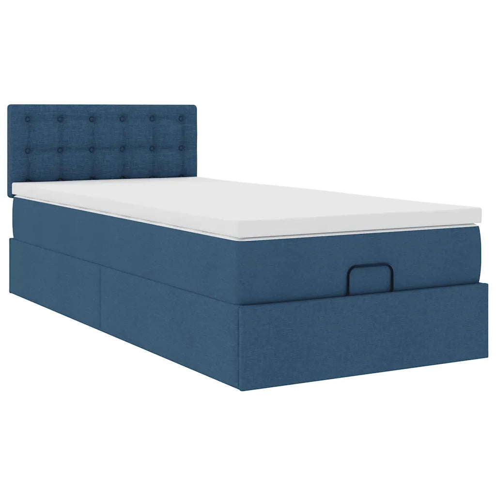 Pouf Letto con Materasso e LED Blu 100x200 cm in Tessuto 3312456