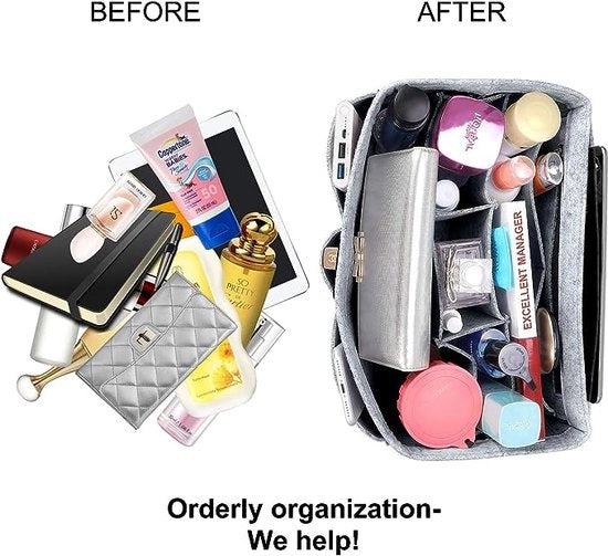 Organizzatore per borse da donna, in velluto, organizzatore multifunzionale per cosmetici, adatto anche come borsa da viaggio, grigio