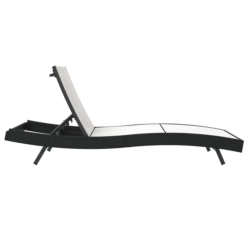 Lettino da sole Nero e Bianco 197 x 70 x 82 cm polyrattan