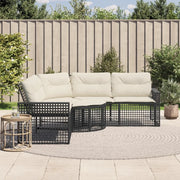 Divano da Giardino a L con Cuscini e Pouf-Sofa da Giardino-Divano da esterno Nero in Polyrattan 776273