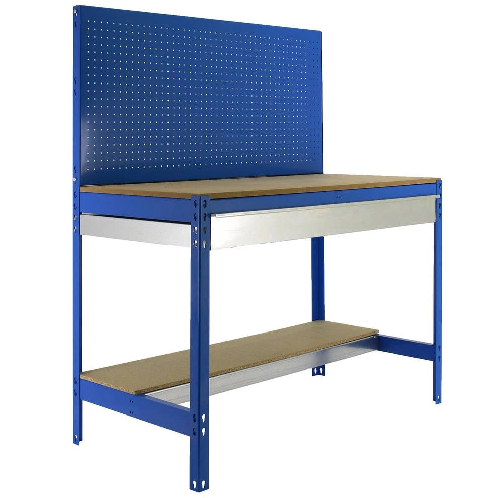 Banco tavolo da lavoro in metallo Simon Rack senza viti colore blu/legno 1445x1210x610 mm Made in Spain